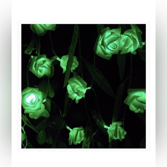 20 LED Flower Green Rose String Lights For Valentines Day...